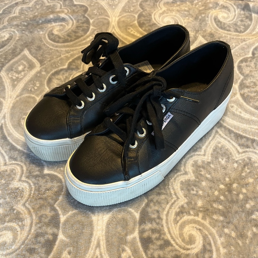 Superga platform leather sneakers
